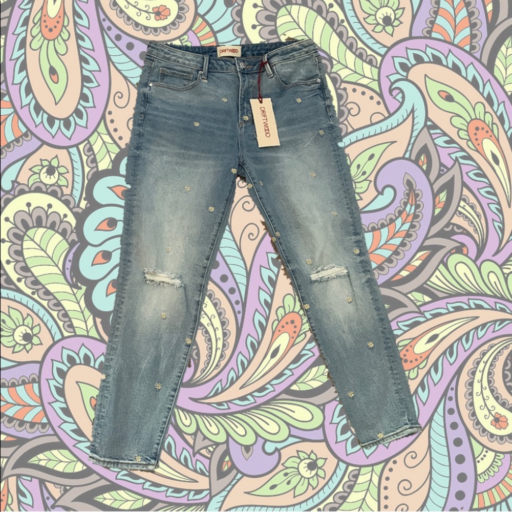 DRIFTWOOD Candace Floral FreePeople Mid Rise Jeans